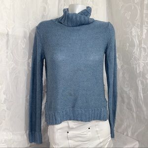H&M Cerulean Blue Ribbed Knit Turtleneck Sweater